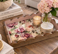 Decorative Floral Tray, Dusty Rose Wood, Wavy Edge 14.25x10.25