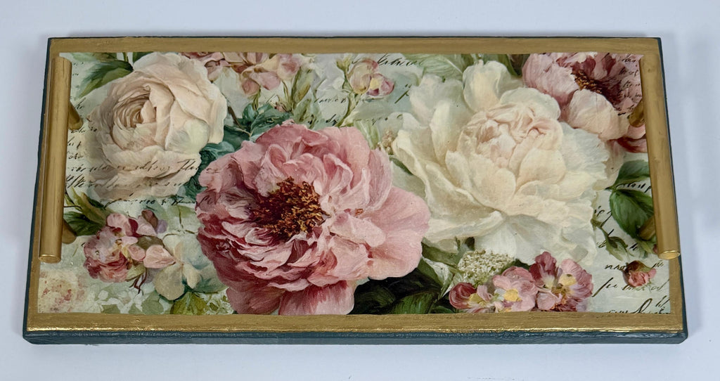 Peony Shabby Chic Tray : 16"x8"