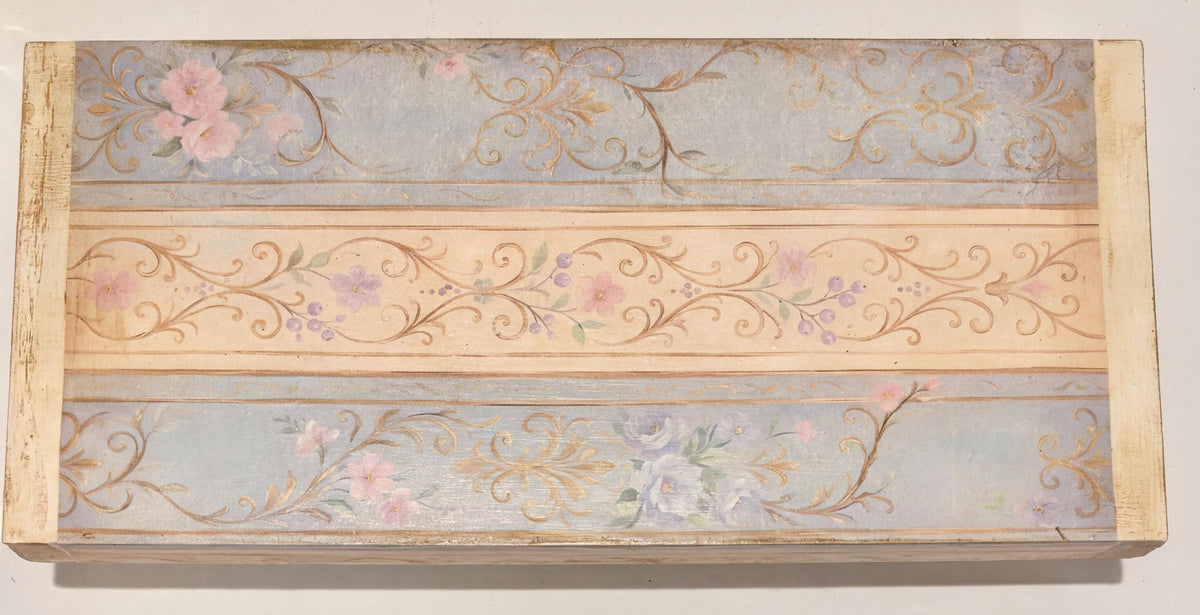 Decorative Wood Riser, Pastel Floral Scrollwork, 12 X 5.5 Inch by Mikela Lindel Home