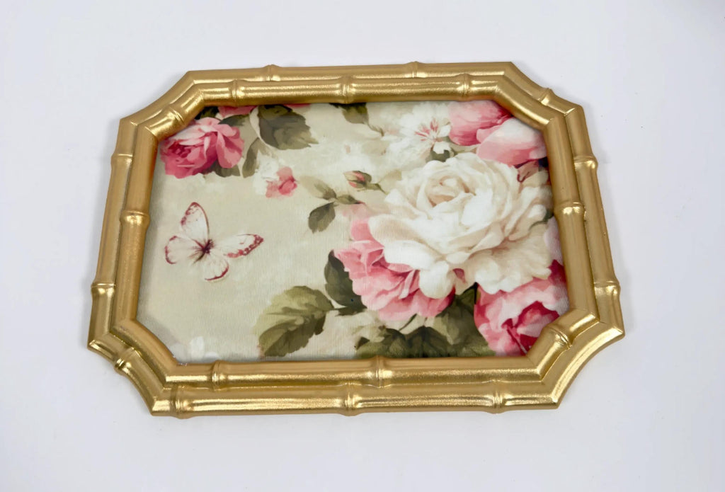 Gold Floral Vanity Tray, Scalloped Rose Frame, 8 X 6.25 In, Decor
