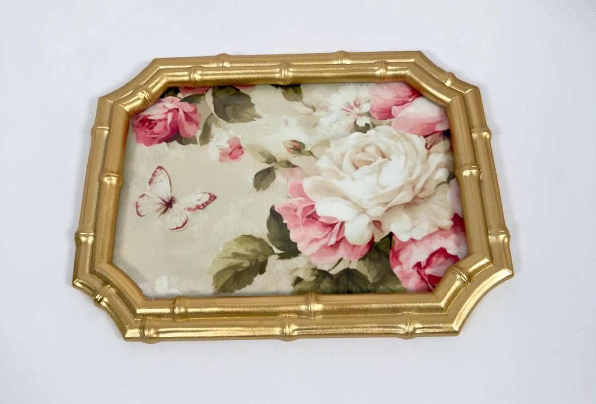 Gold Floral Vanity Tray, Scalloped Rose Frame, 8 X 6.25 In, Decor