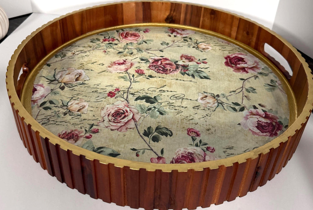 Large Round Floral Tray: 17.75"; 2.5" height