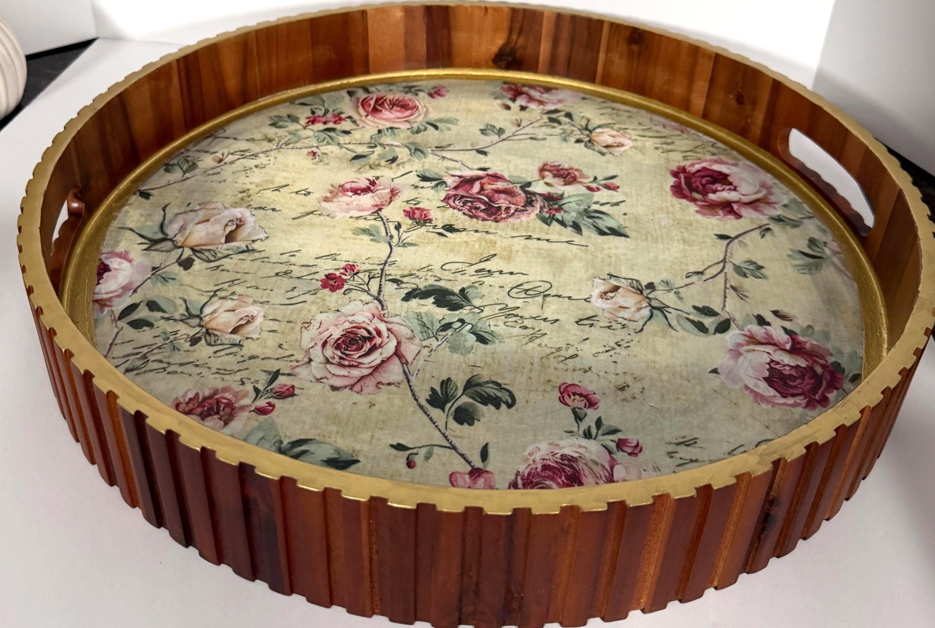 Large Round Floral Tray: 17.75"; 2.5" height
