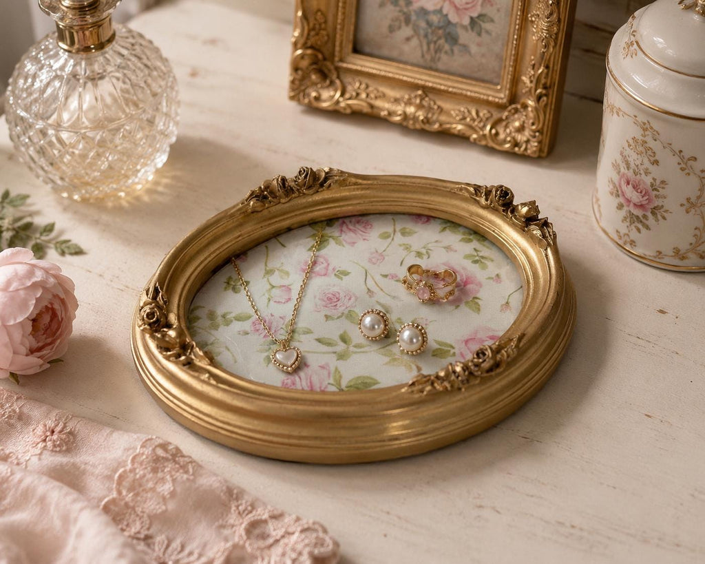 Gold French Country Oval Vanity Tray: 8.5"x6.5" each