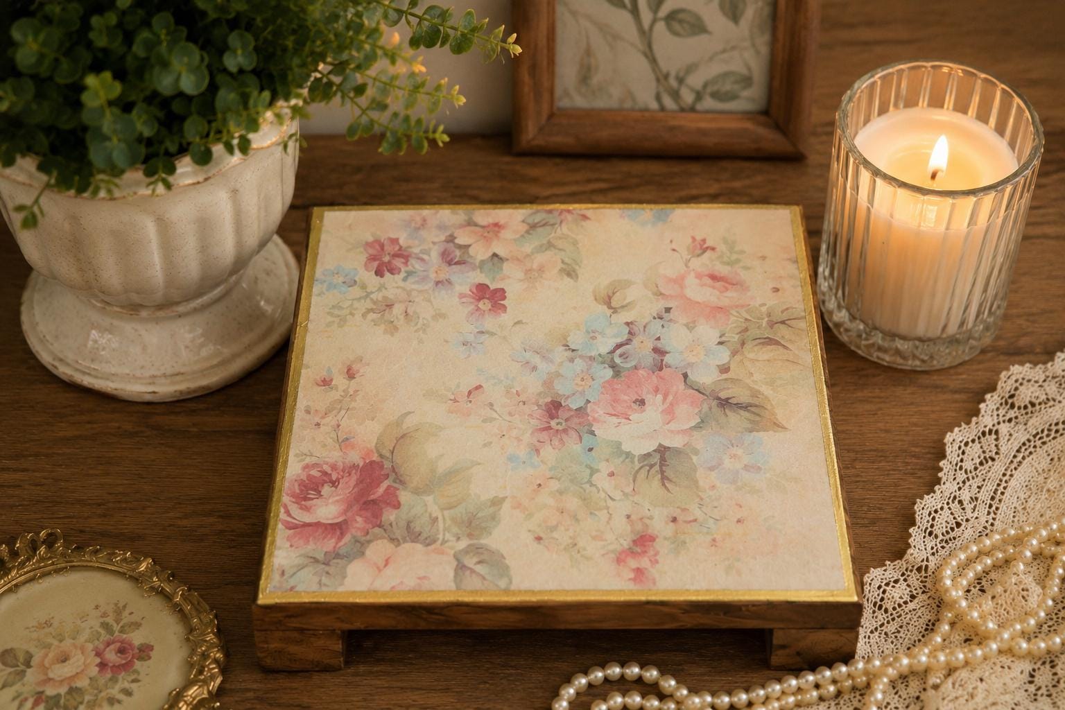 Romantic Rose Riser Pedestal: 8"x8"