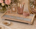 Decorative Wood Riser, Pastel Floral Scrollwork, 12 X 5.5 Inch by Mikela Lindel Home