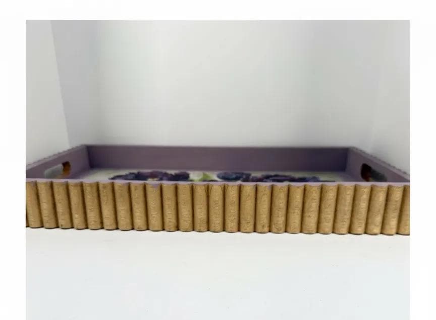 Purple Tulip Wood Tray, Lavender Botanical Decoupage Tray, 19.25x11.25 In by Mikela Lindel Home