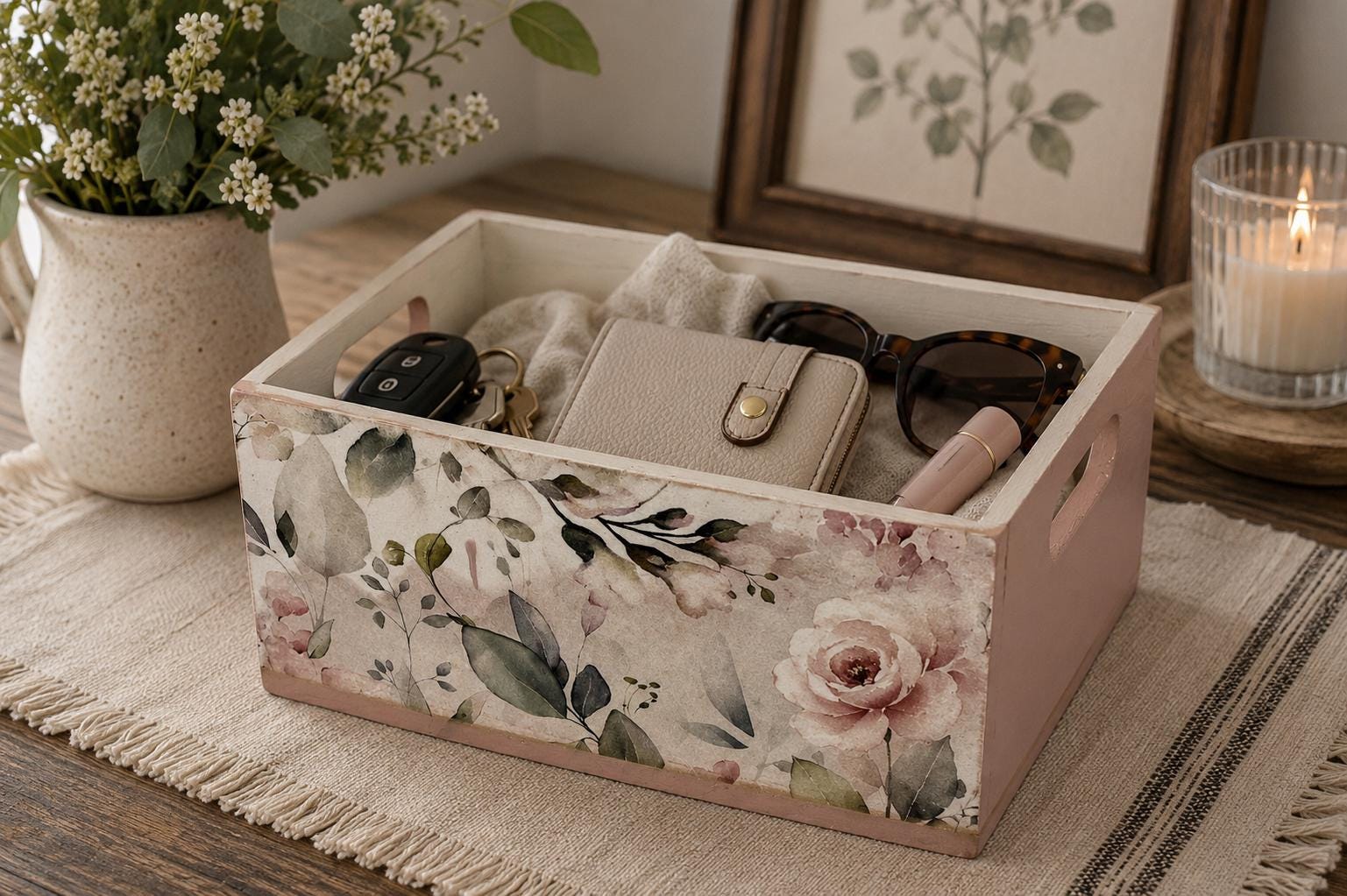 Dusty Rose Box: 8.5"x6.25"x4"