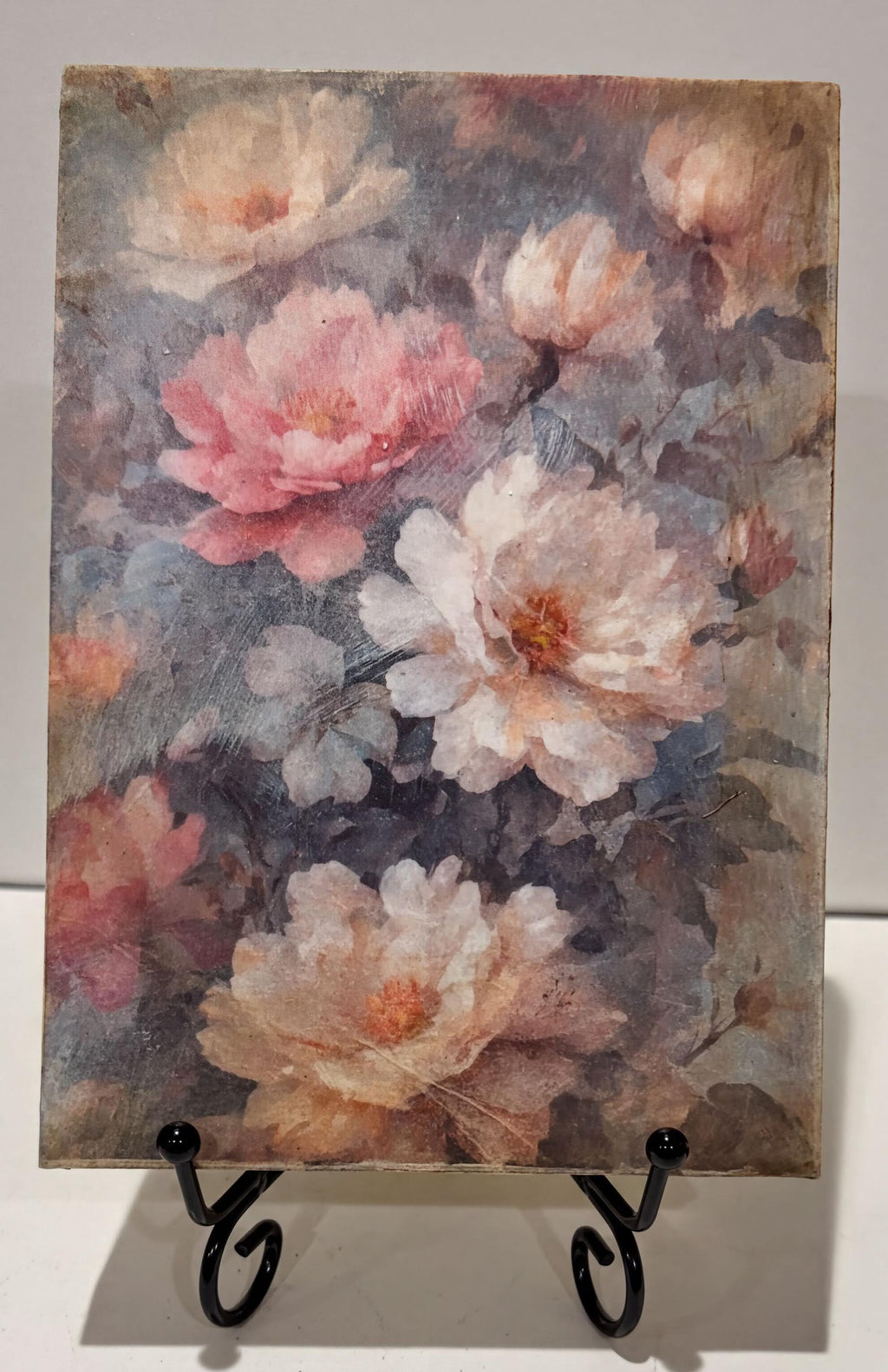 Peony Wood Sign, Dusty Pink, 5x7 Vintage Floral Home Decor by Mikela Lindel Home