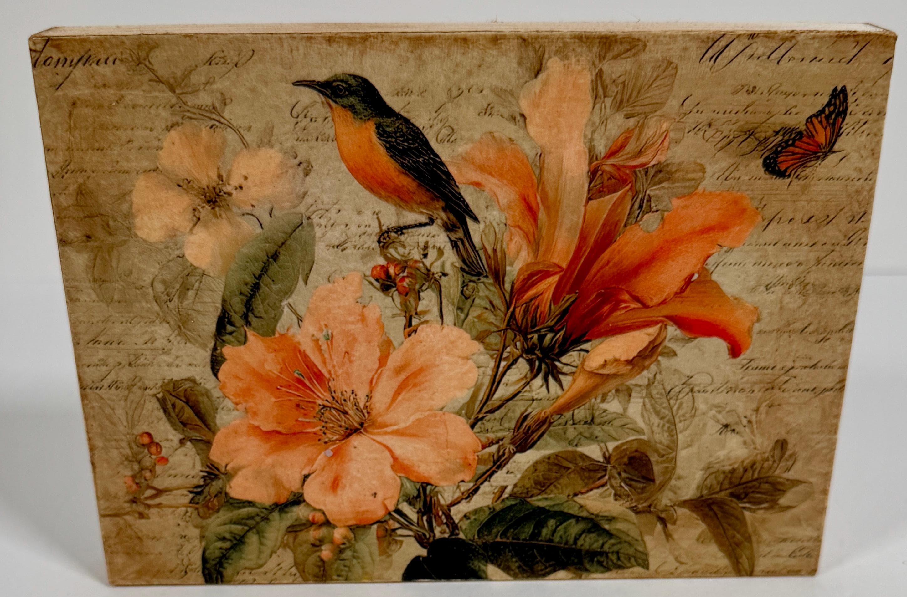Orange Lilies with Bird: 7"x5"