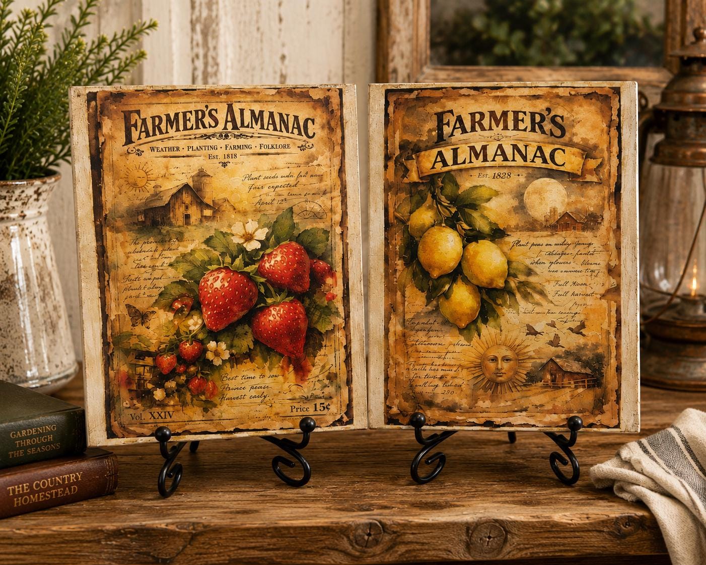 Farmer's Strawberry & Lemon Almanac: 6"x8" each