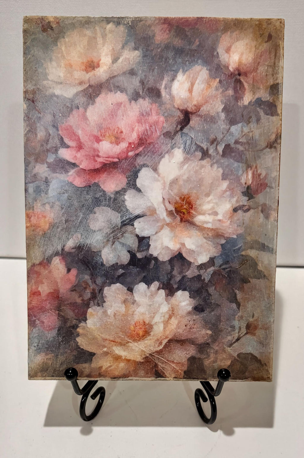 Peony Wood Sign, Dusty Pink, 5x7 Vintage Floral Home Decor by Mikela Lindel Home