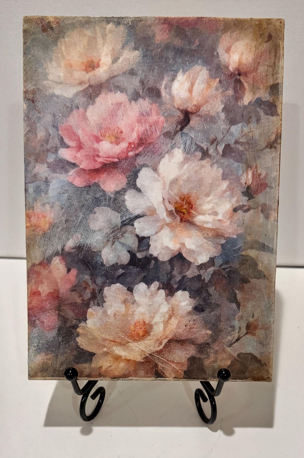 Peony Wood Sign, Dusty Pink, 5x7 Vintage Floral Home Decor by Mikela Lindel Home