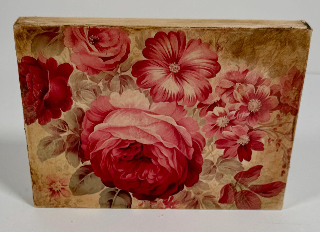 Vintage Rose Wood Plaque | Antique Red Roses, 7" X 5" Wall Decor by Mikela Lindel Home