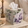 Lavender Rose Decoupage Tissue Box Cover | Wood Cube Holder,5.75 by Mikela Lindel Home