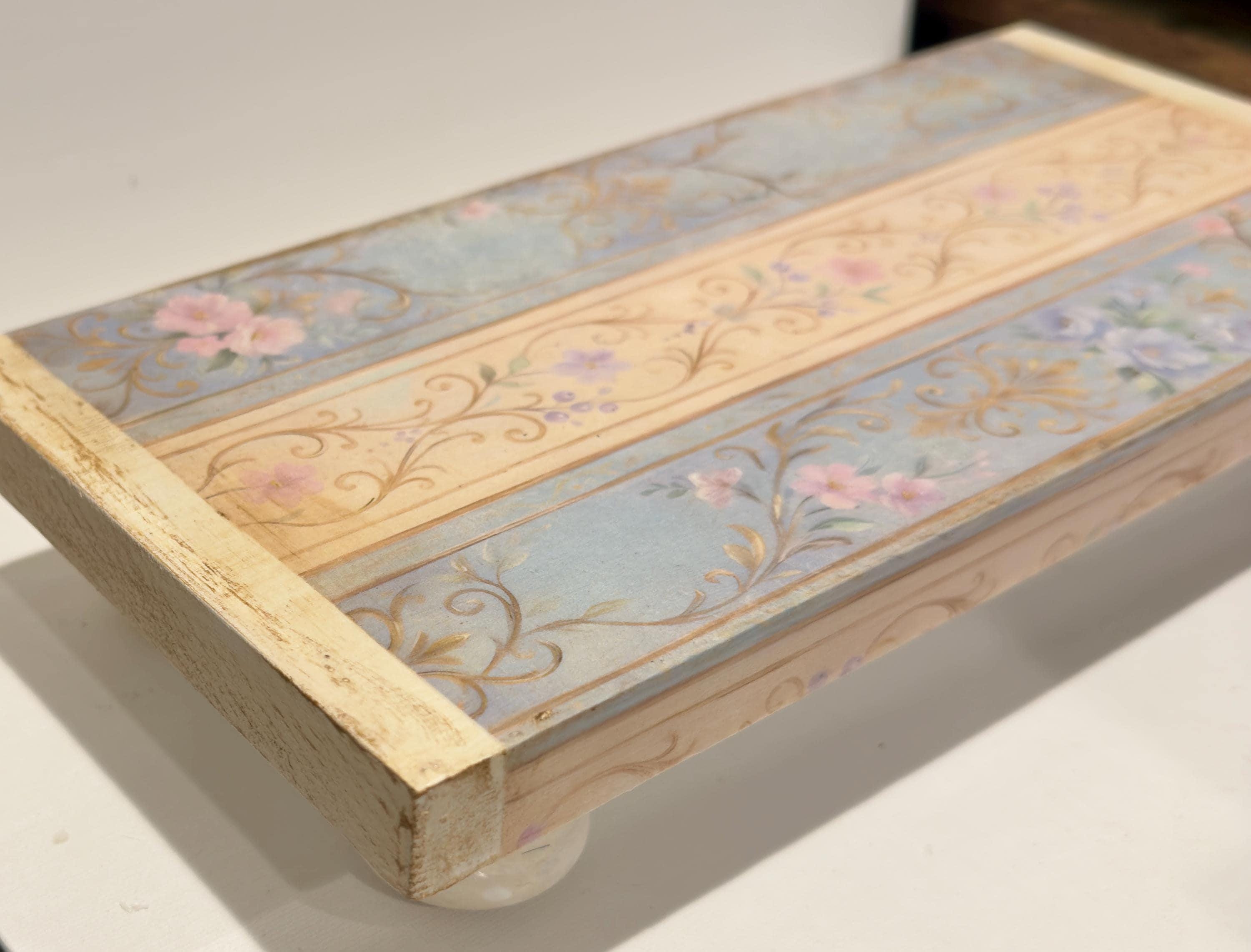Pastel Floral Scrollwork Riser: 12"x5.5"