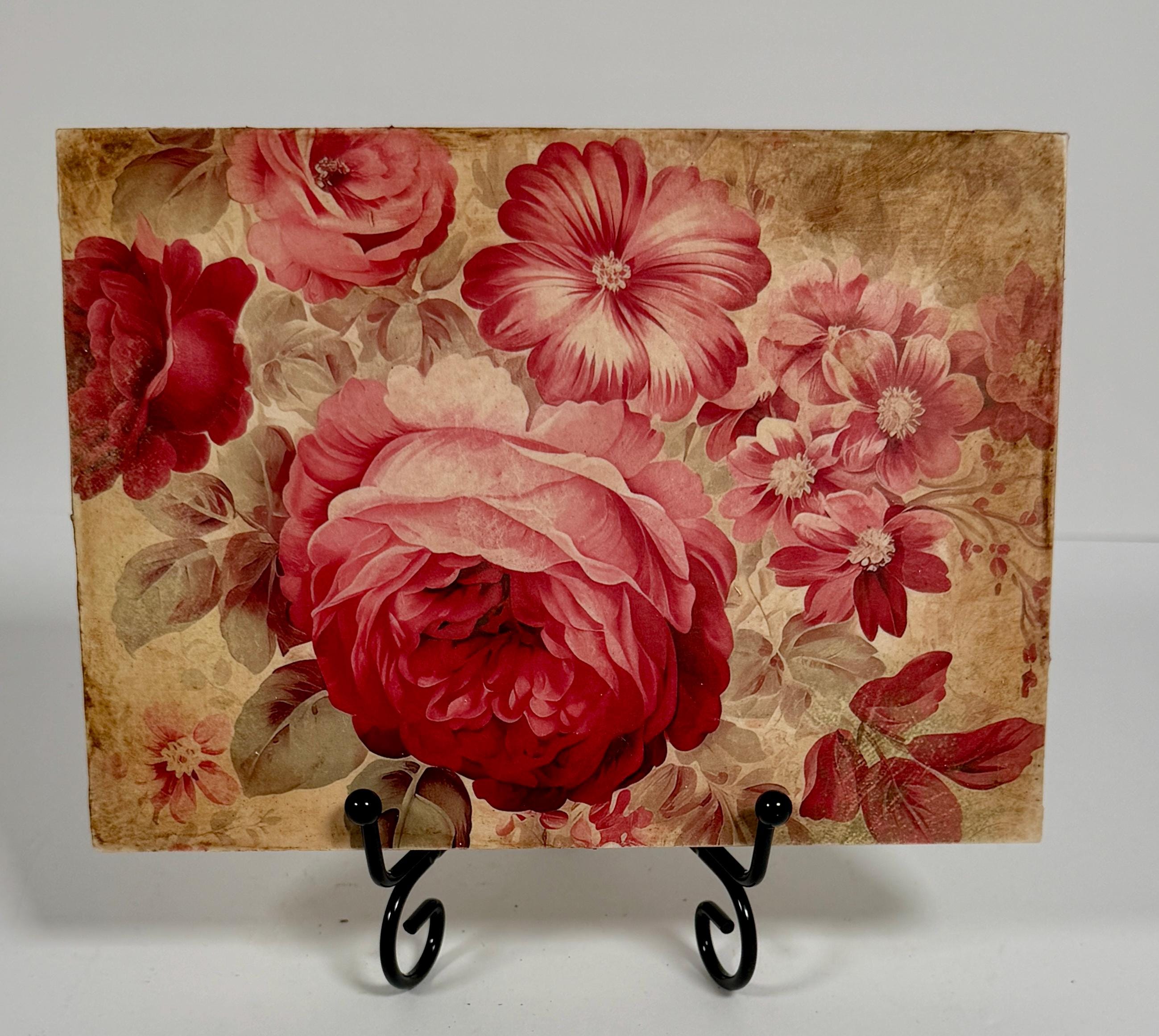 Antique Red Roses: 7"x5"