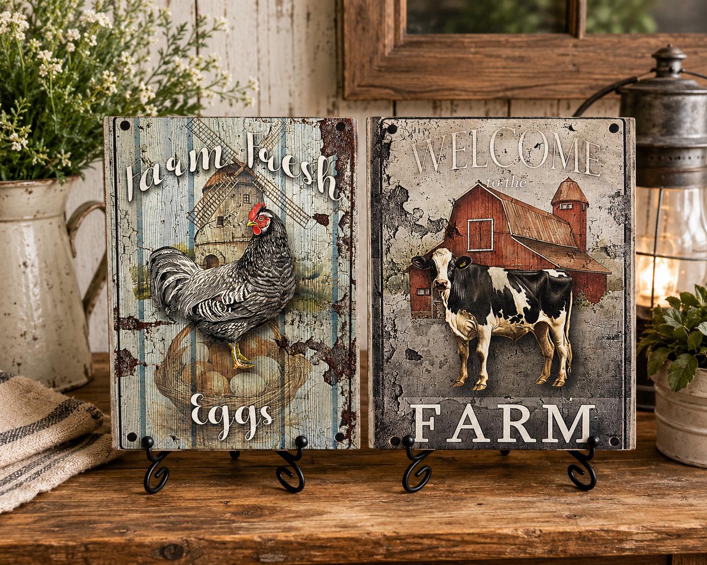 Farm Fresh Eggs & Farm: 6"x8" each