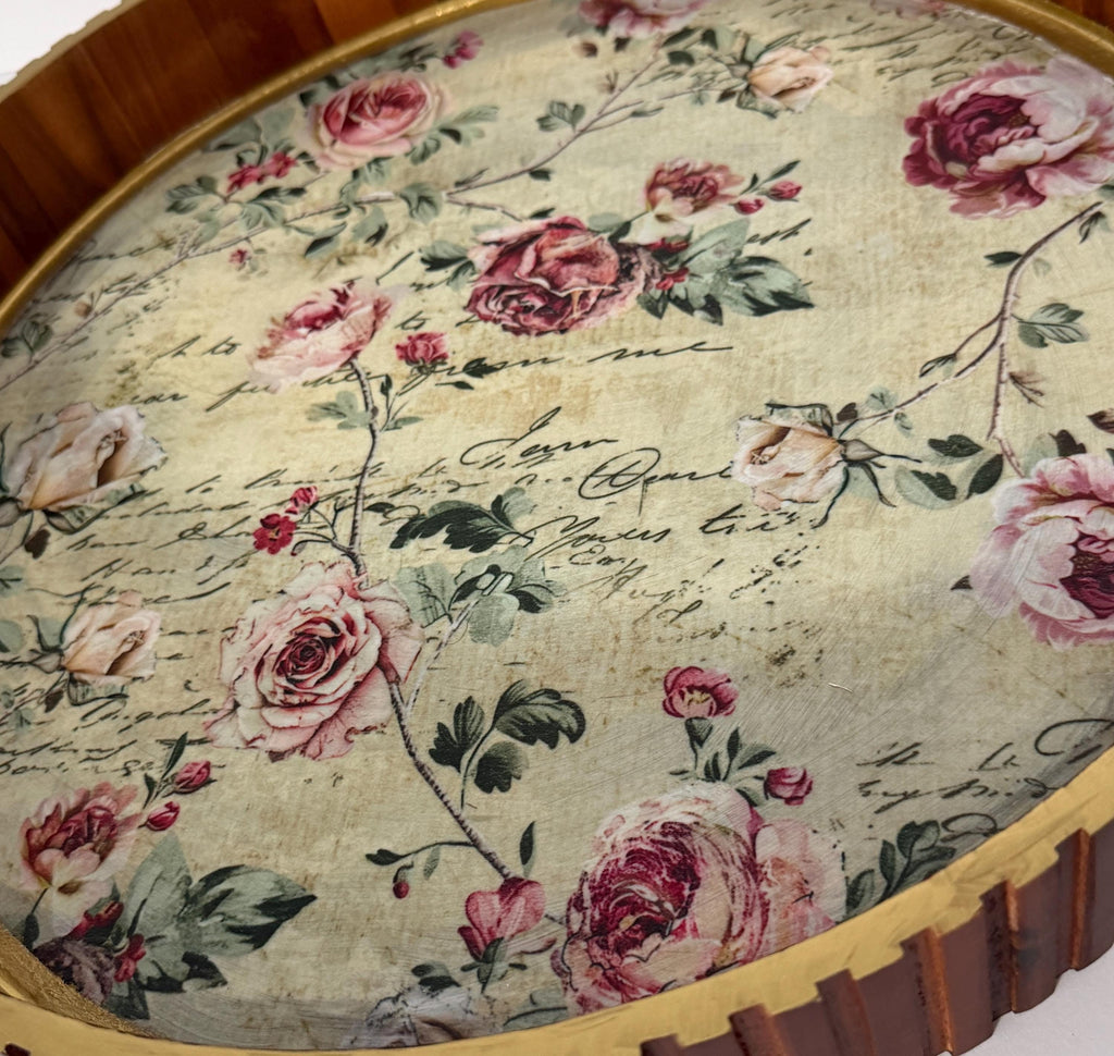 Large Round Floral Tray: 17.75"; 2.5" height