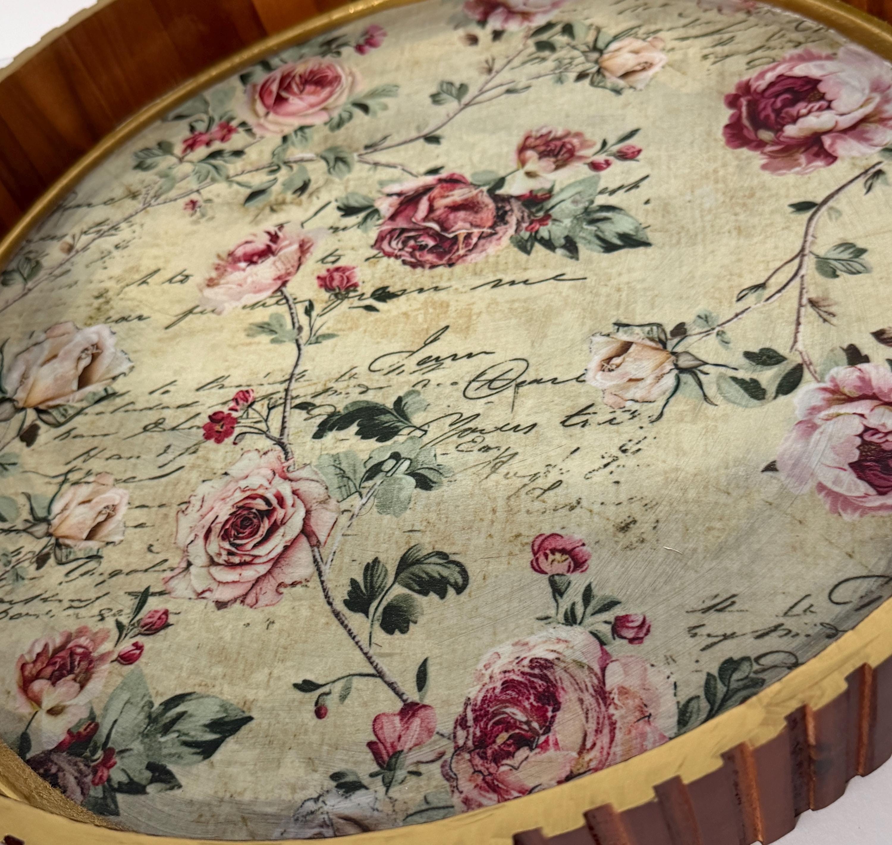 Large Round Floral Tray: 17.75"; 2.5" height