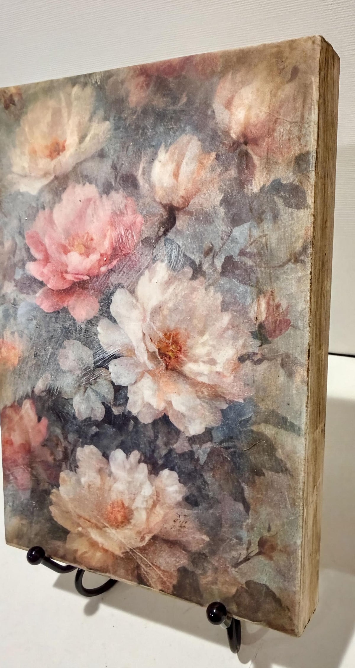 Peony Wood Sign, Dusty Pink, 5x7 Vintage Floral Home Decor by Mikela Lindel Home