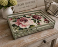 Sage Shabby Chic Open Metal Tray: 10"x7"
