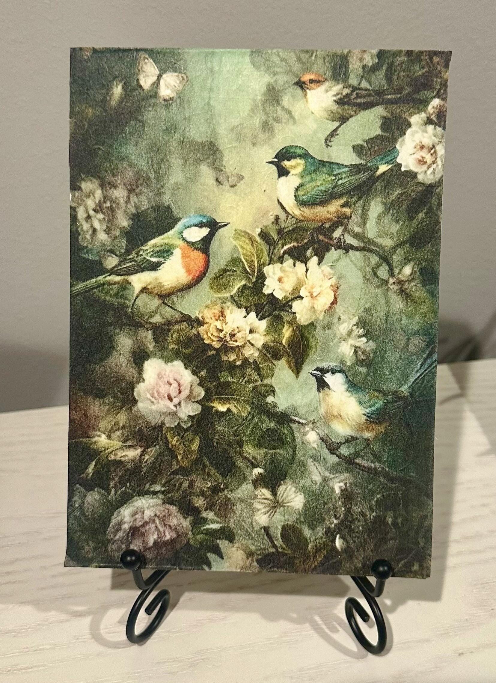 Vintage Bird and Flowers: 5"x7"
