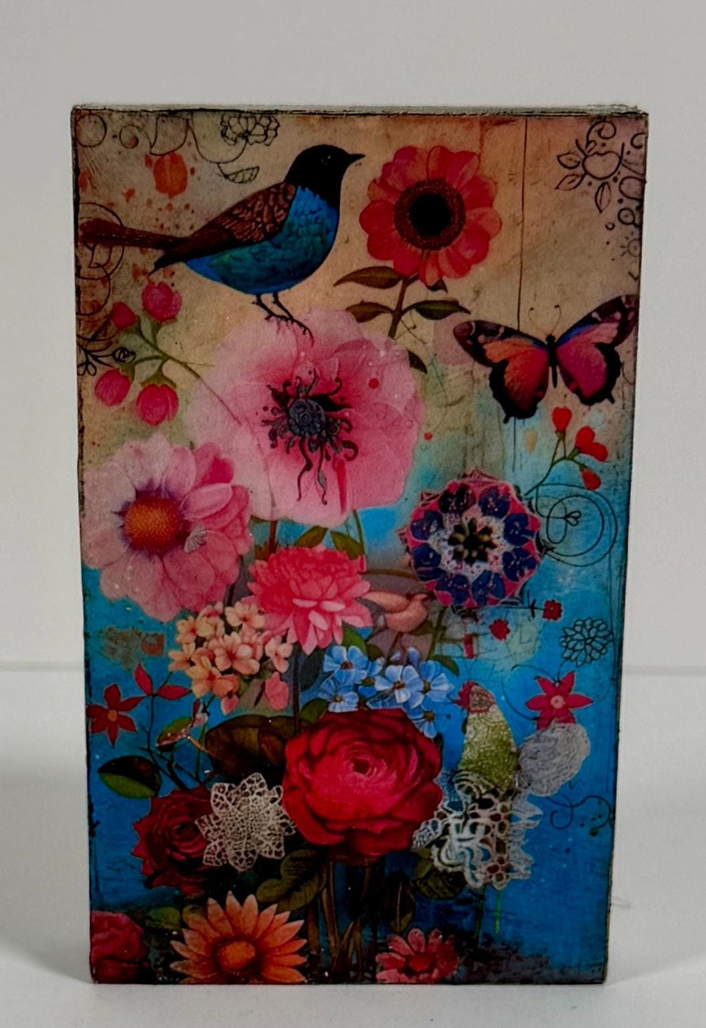 Boho Bird Wood Block, Butterfly Garden Decor, 3 X 5 In, Shelf Art by Mikela Lindel Home