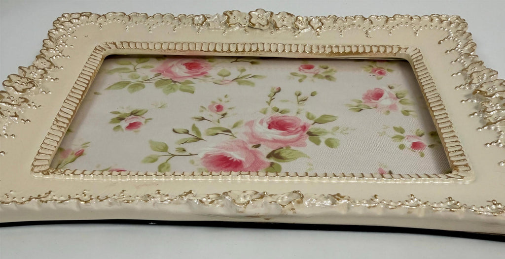 Shabby Chic Ivory & Gold Jewelry Tray: 9”x7"