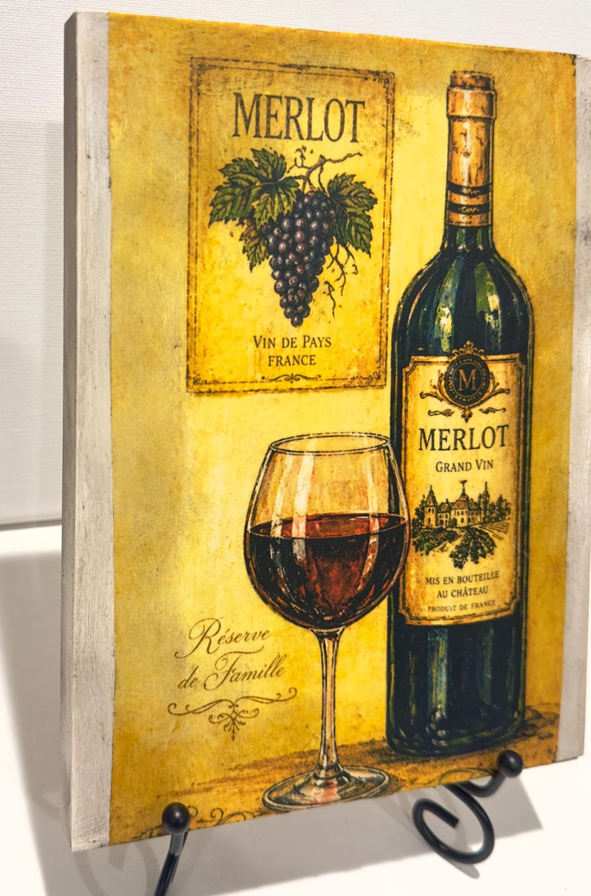 Rustic Wine Wall Art, Merlot & Chardonnay, 6 X 8 Inch Panels by Mikela Lindel Home