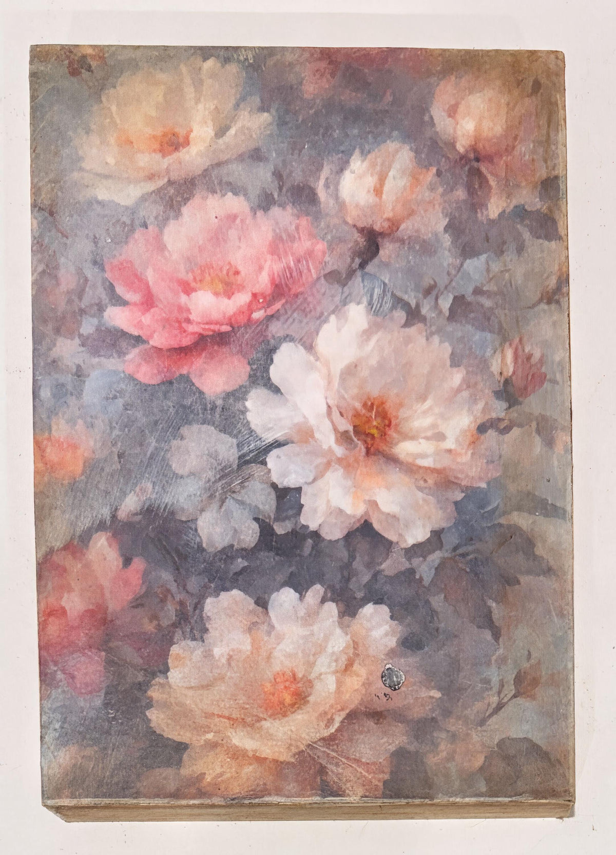 Peony Wood Sign, Dusty Pink, 5x7 Vintage Floral Home Decor by Mikela Lindel Home