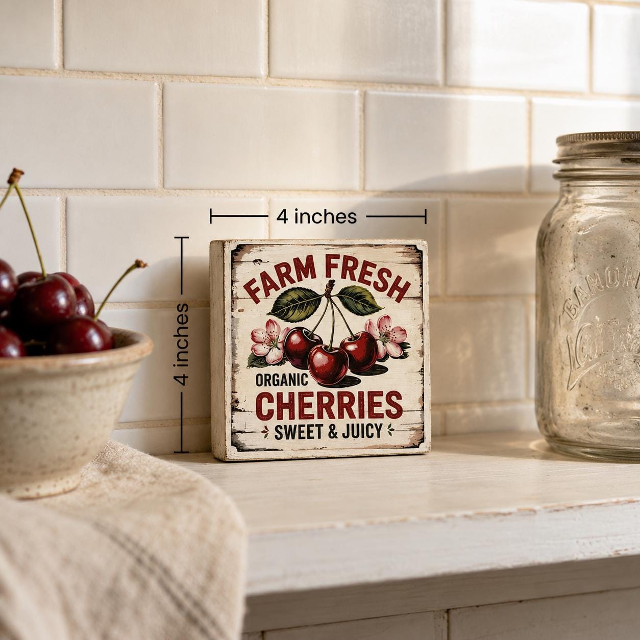 Farm Fresh Cherries: 4"x4"