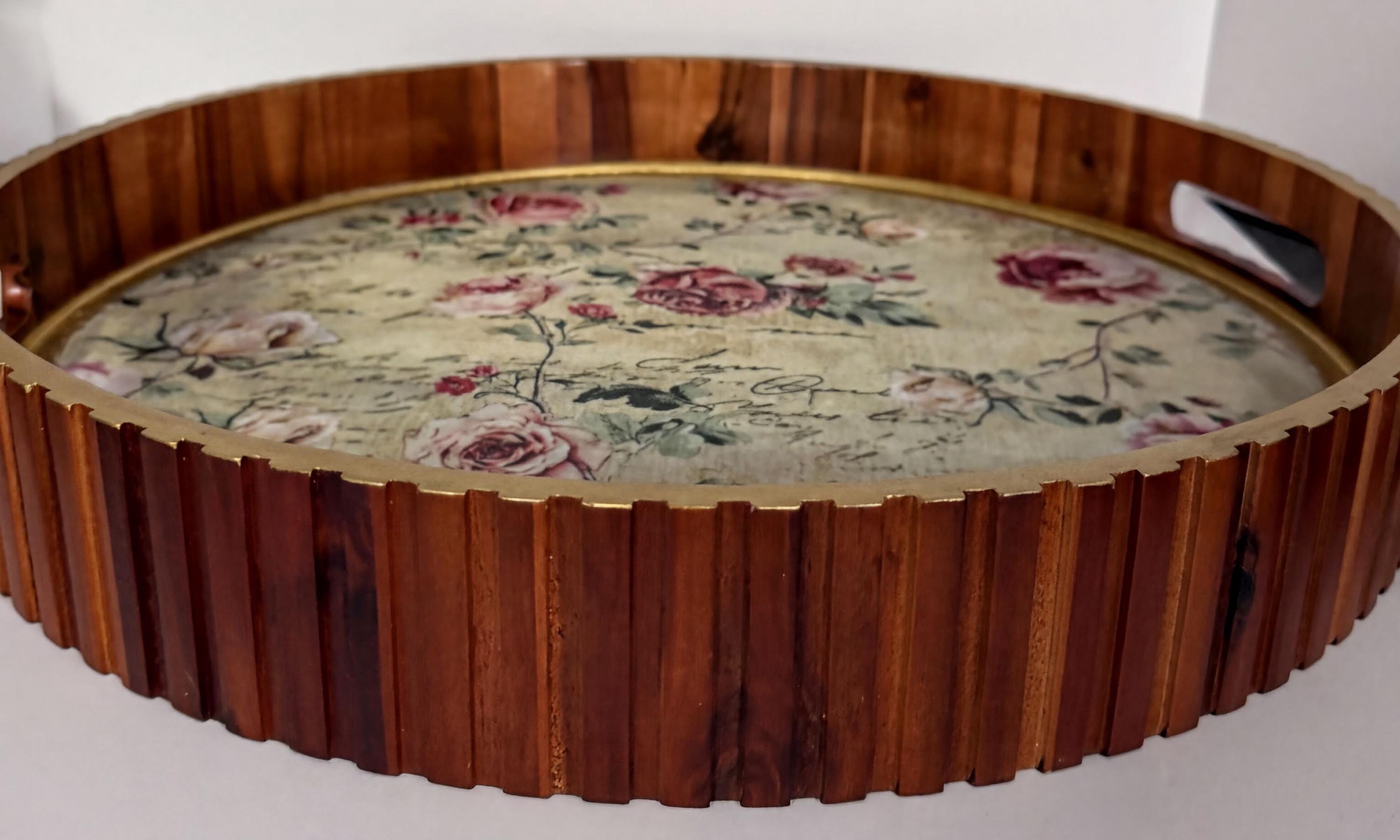 Large Round Floral Tray: 17.75"; 2.5" height