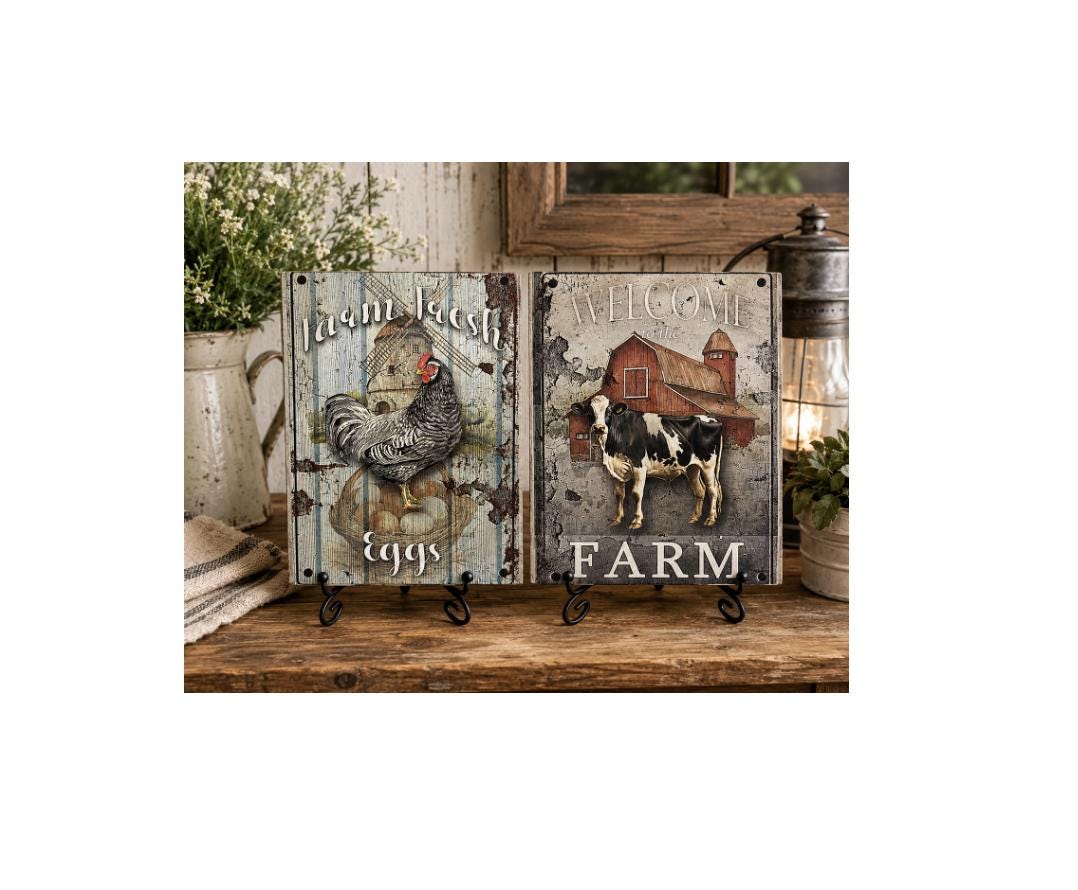 Farm Fresh Eggs & Farm: 6"x8" each