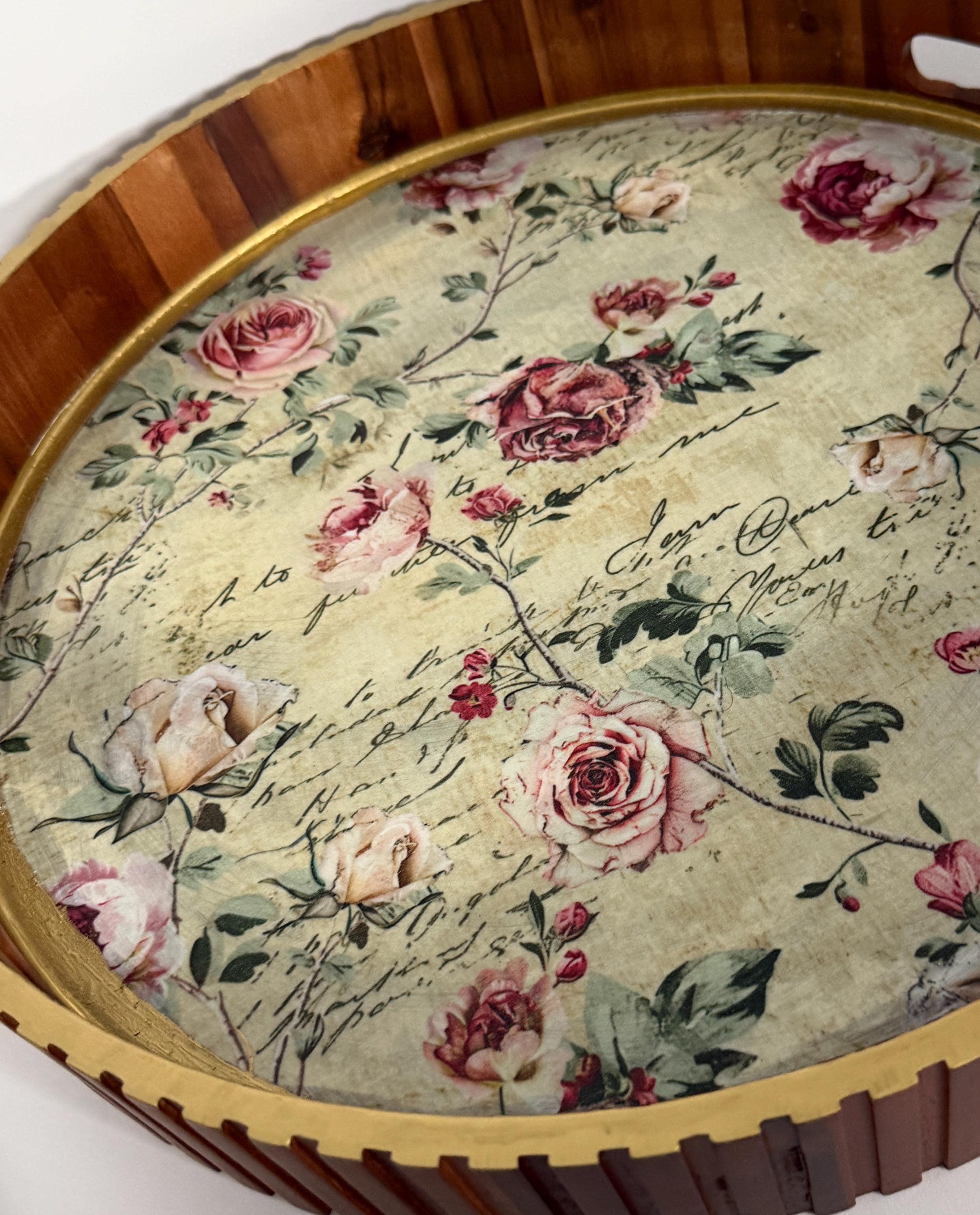 Large Round Floral Tray: 17.75"; 2.5" height