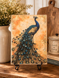 Peacock Wood Sign, Gold Accent, 6 X 8 In, French Country Decor by Mikela Lindel Home