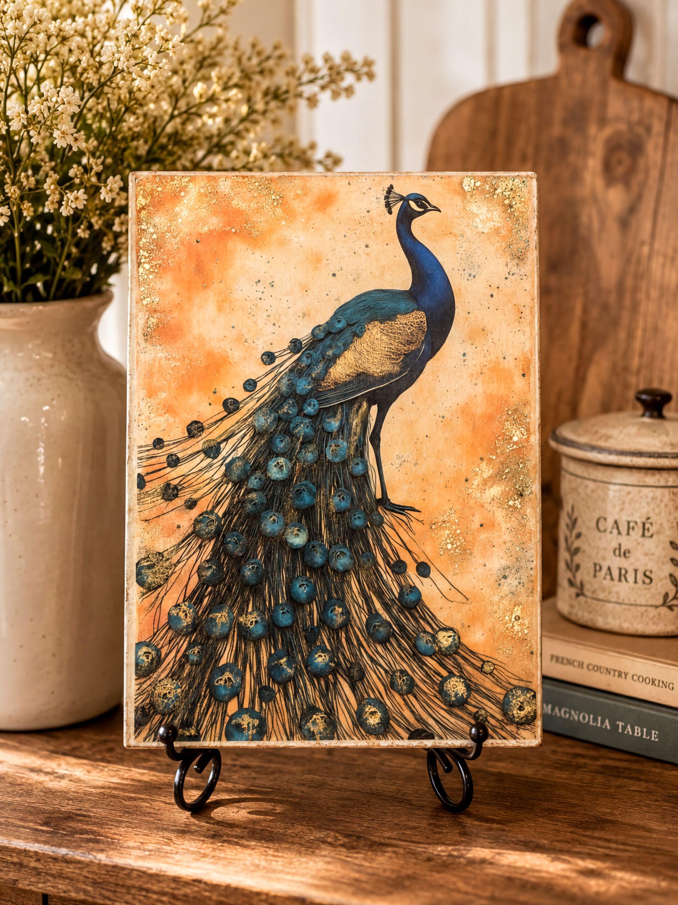 Peacock with Gold: 6"x8"