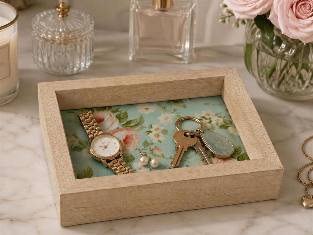 Deep Floral Jewelry Tray: 7"x5"x1.5"