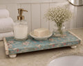 Floral Wood Riser, Powder Blue Ditsy Floral Decor, 12 X 5.5 Inch by Mikela Lindel Home