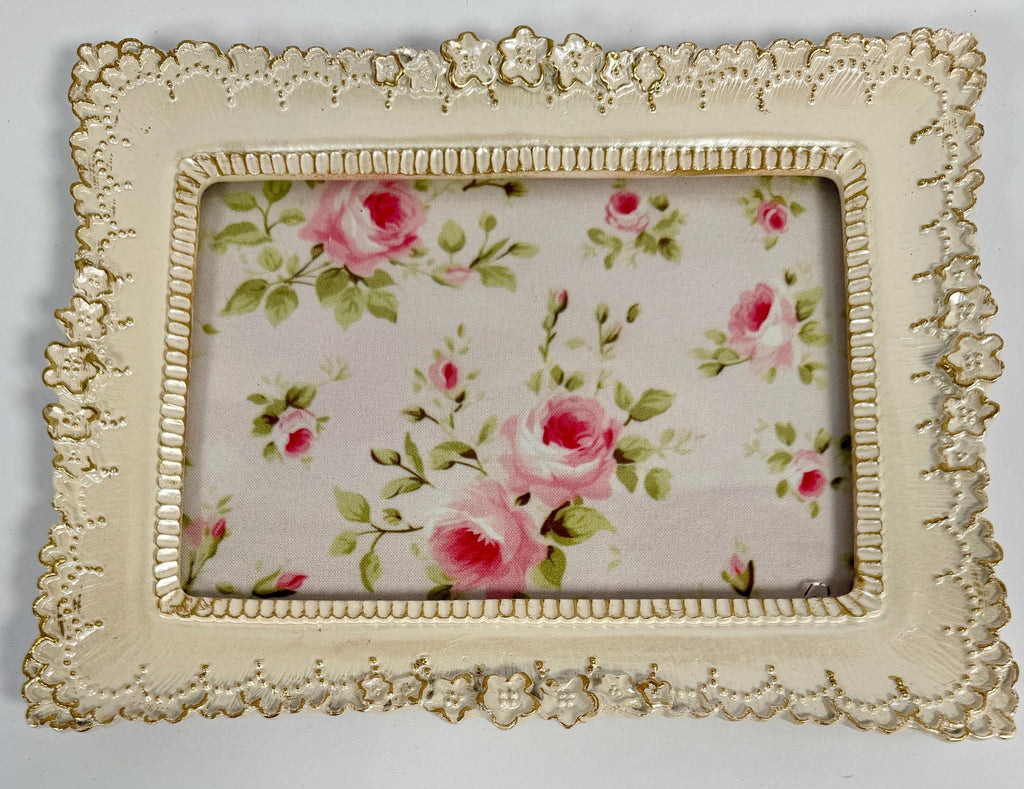 Shabby Chic Ivory & Gold Jewelry Tray: 9”x7"
