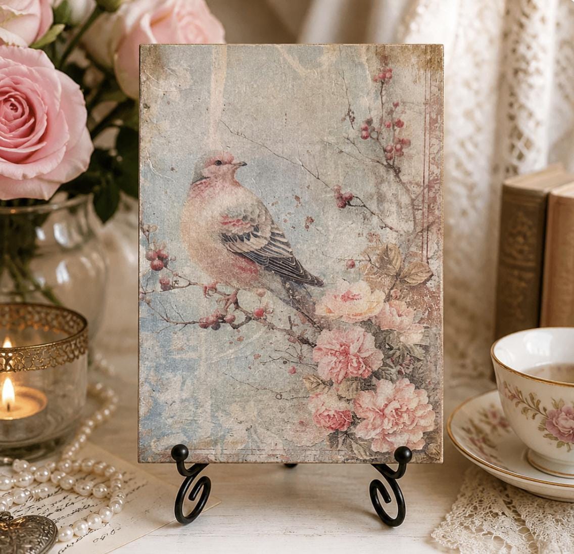 Songbird & Roses: 5"x7"
