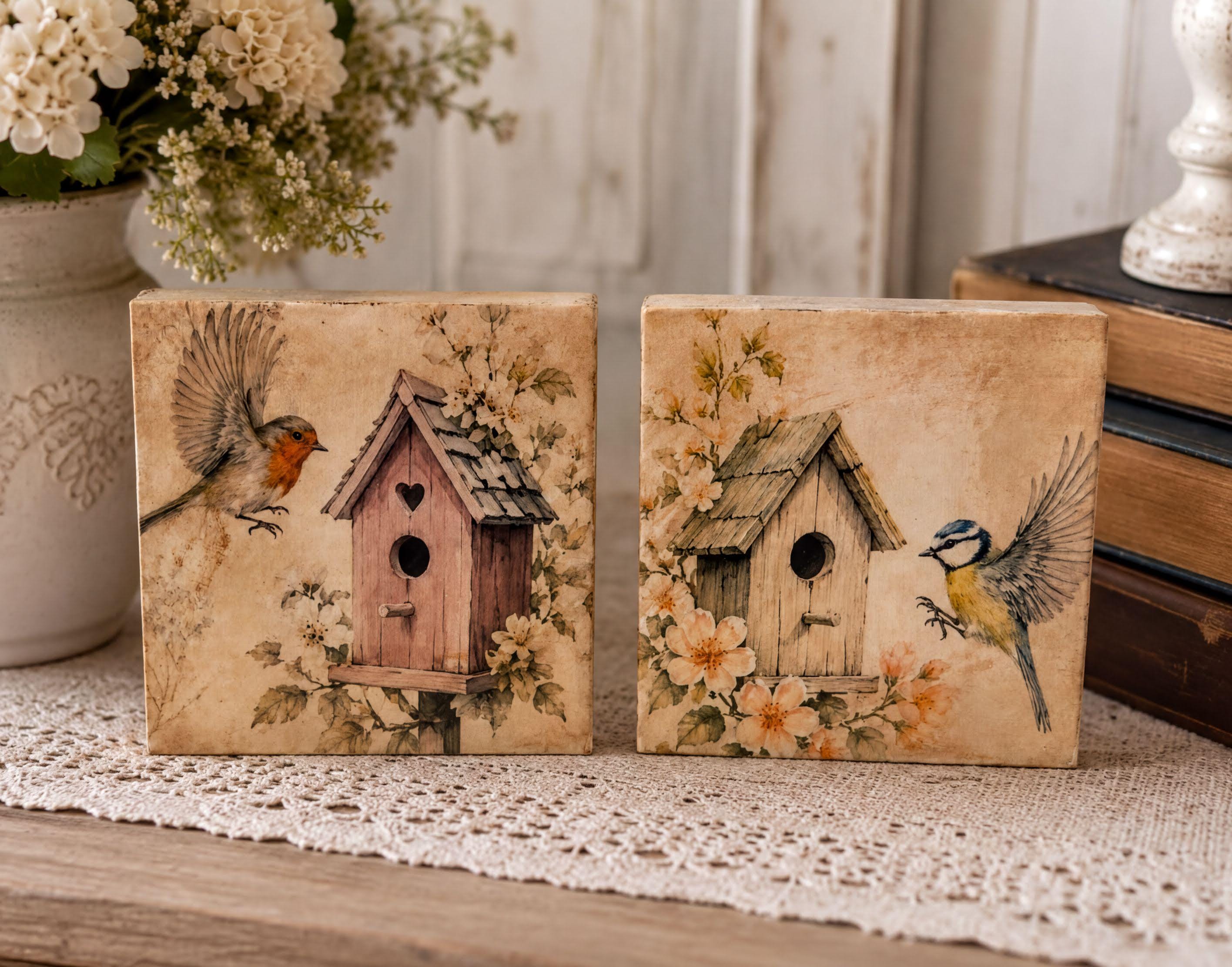 Birdhouse Blocks: 4"x4" each