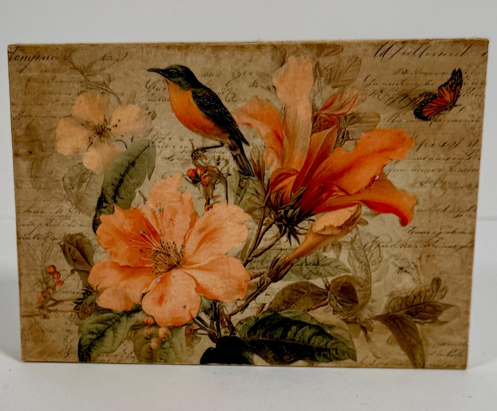 Orange Lilies with Bird: 7"x5"