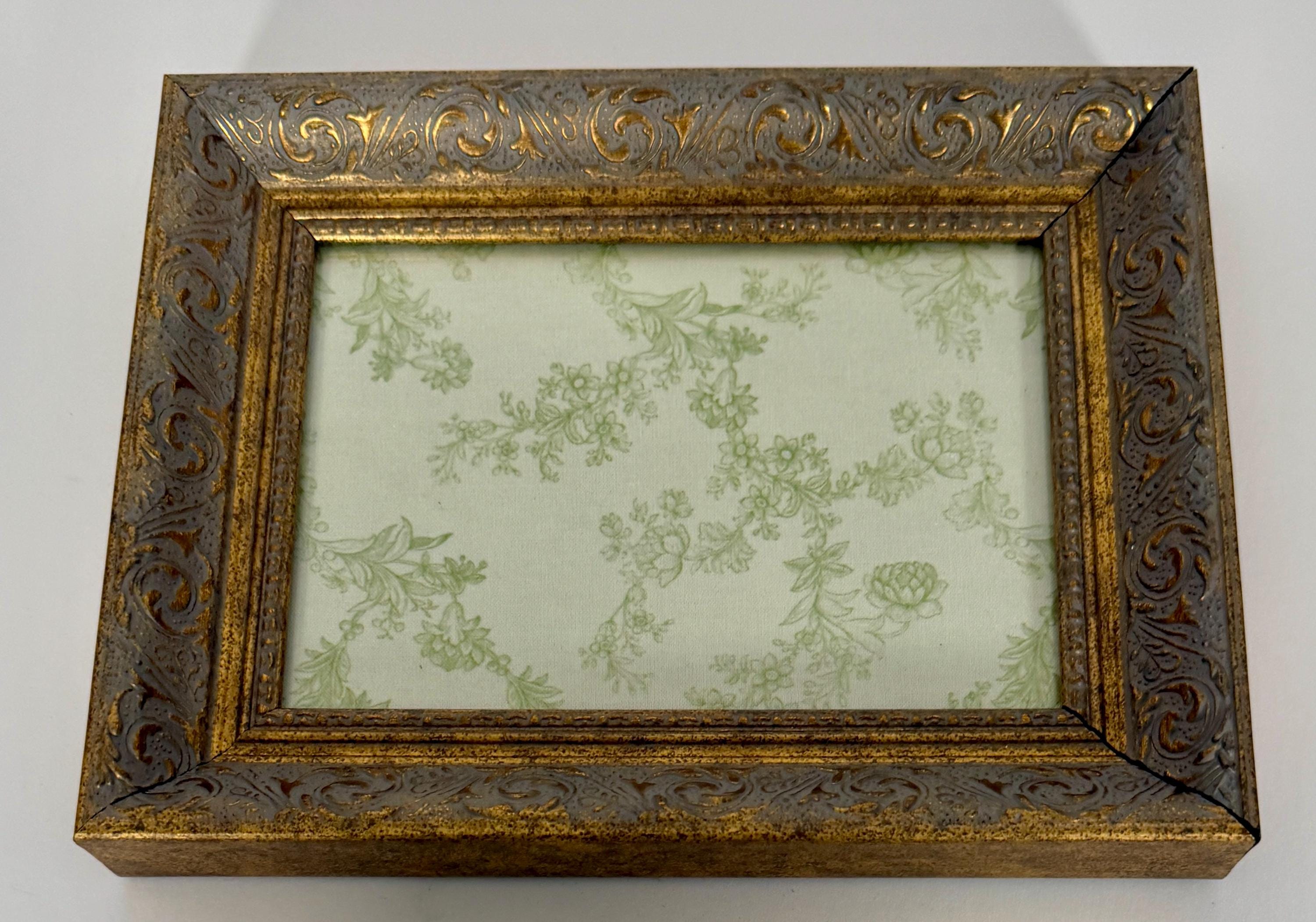 Gold and Sage Green Jewelry Tray: 9"x7"