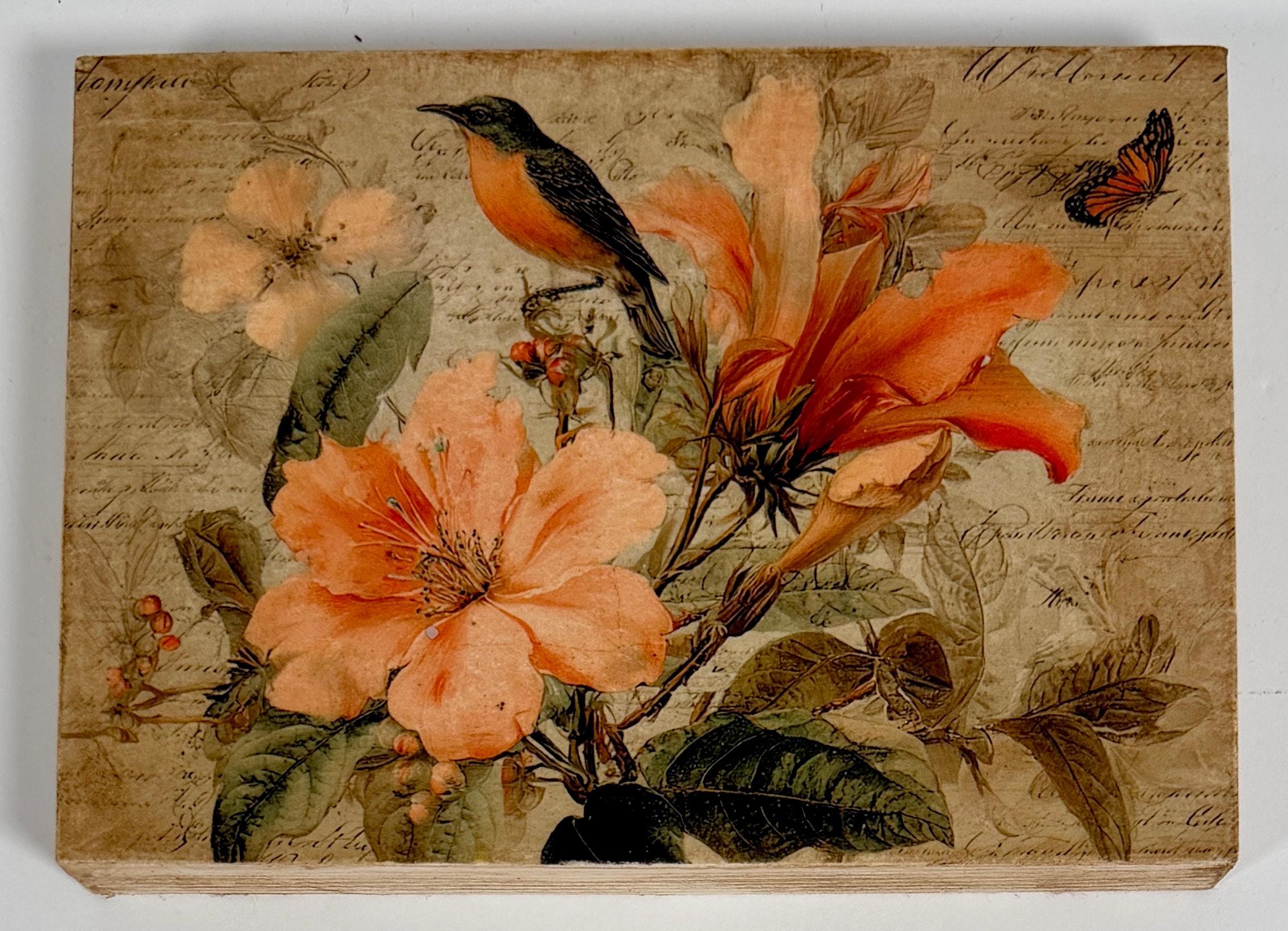Orange Lilies with Bird: 7"x5"