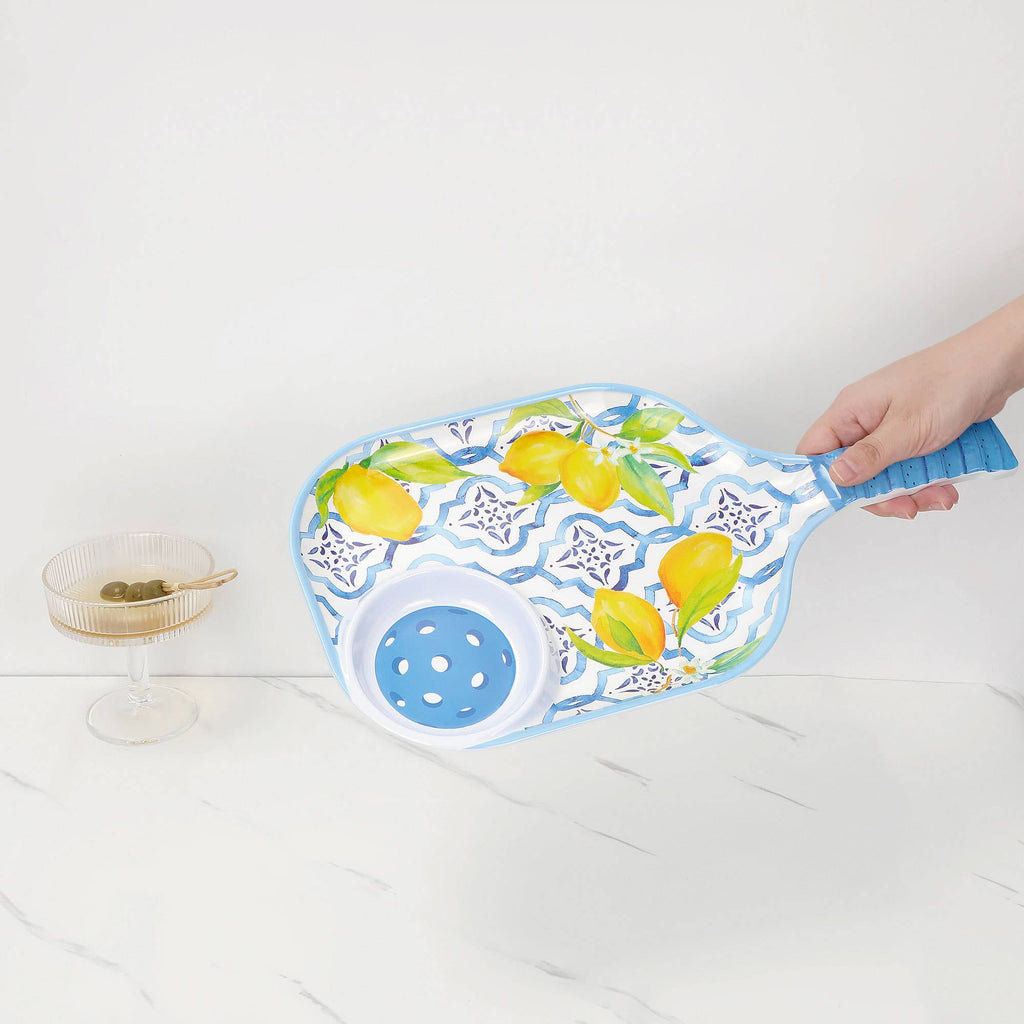 Lemon 15 3/4" Melamine Paddle Chip & Dip Tray