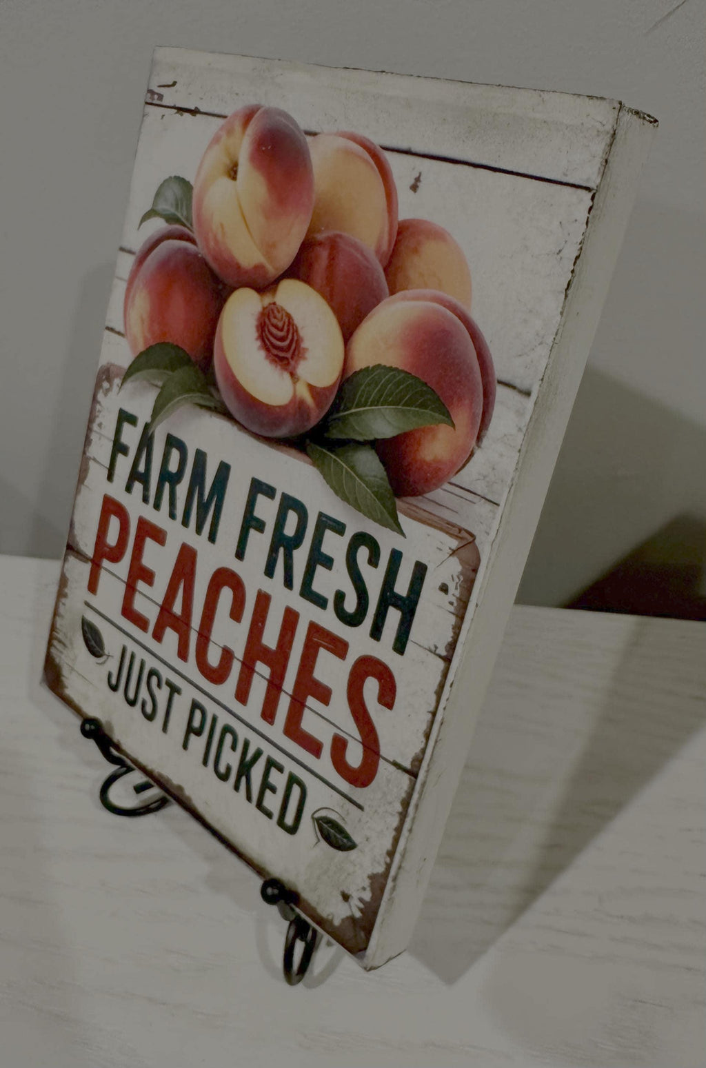 Vintage Peach Wood Sign, Farm Fresh Peaches, 6x8 Farmhouse Decor by Mikela Lindel Home