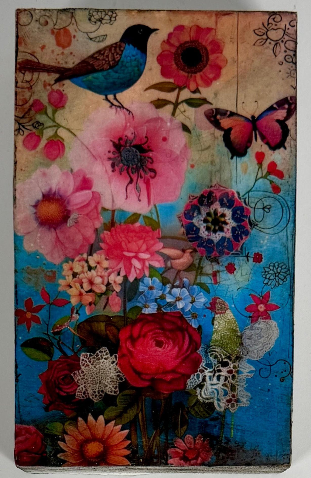 Boho Bird Wood Block, Butterfly Garden Decor, 3 X 5 In, Shelf Art by Mikela Lindel Home