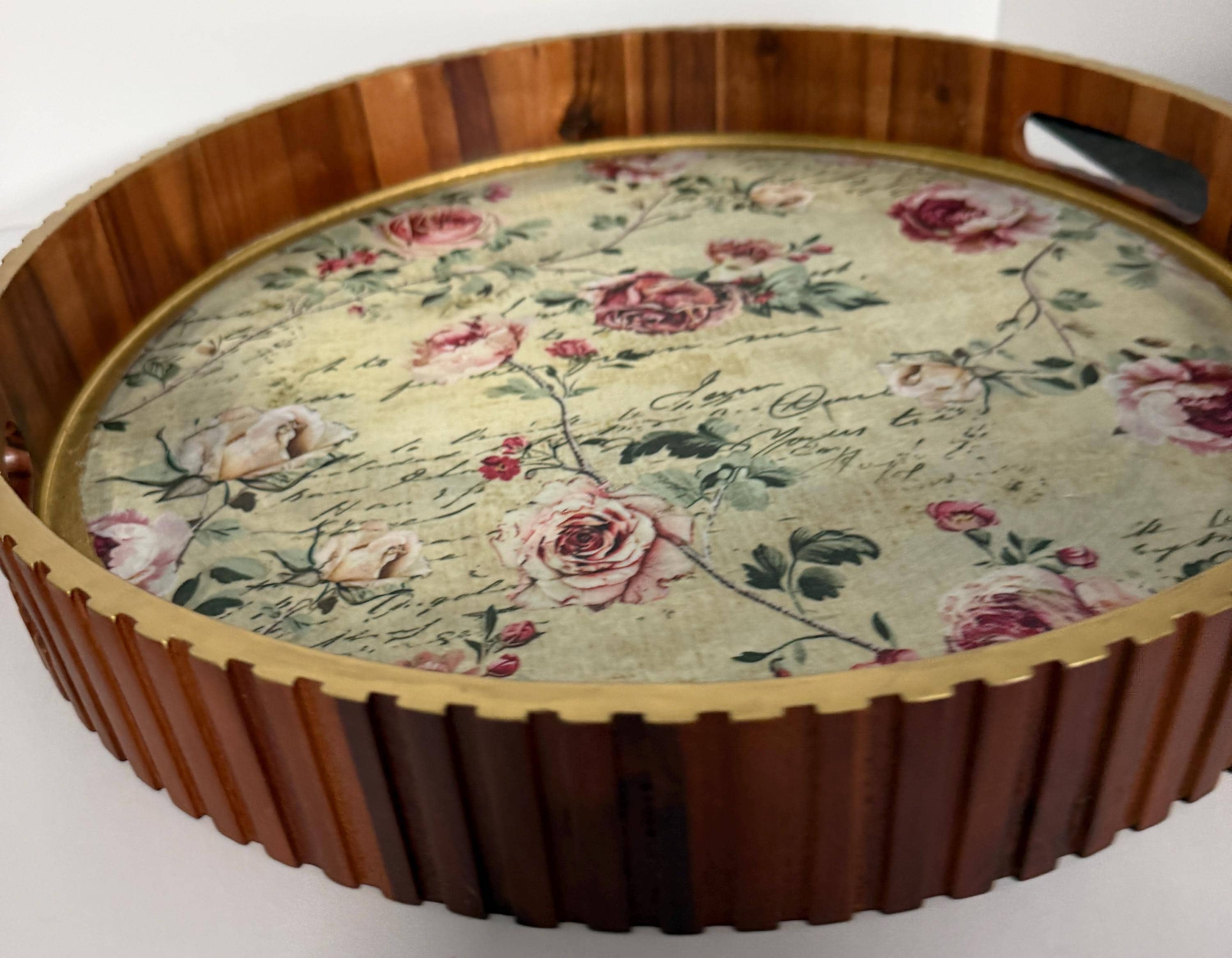 Large Round Floral Tray: 17.75"; 2.5" height