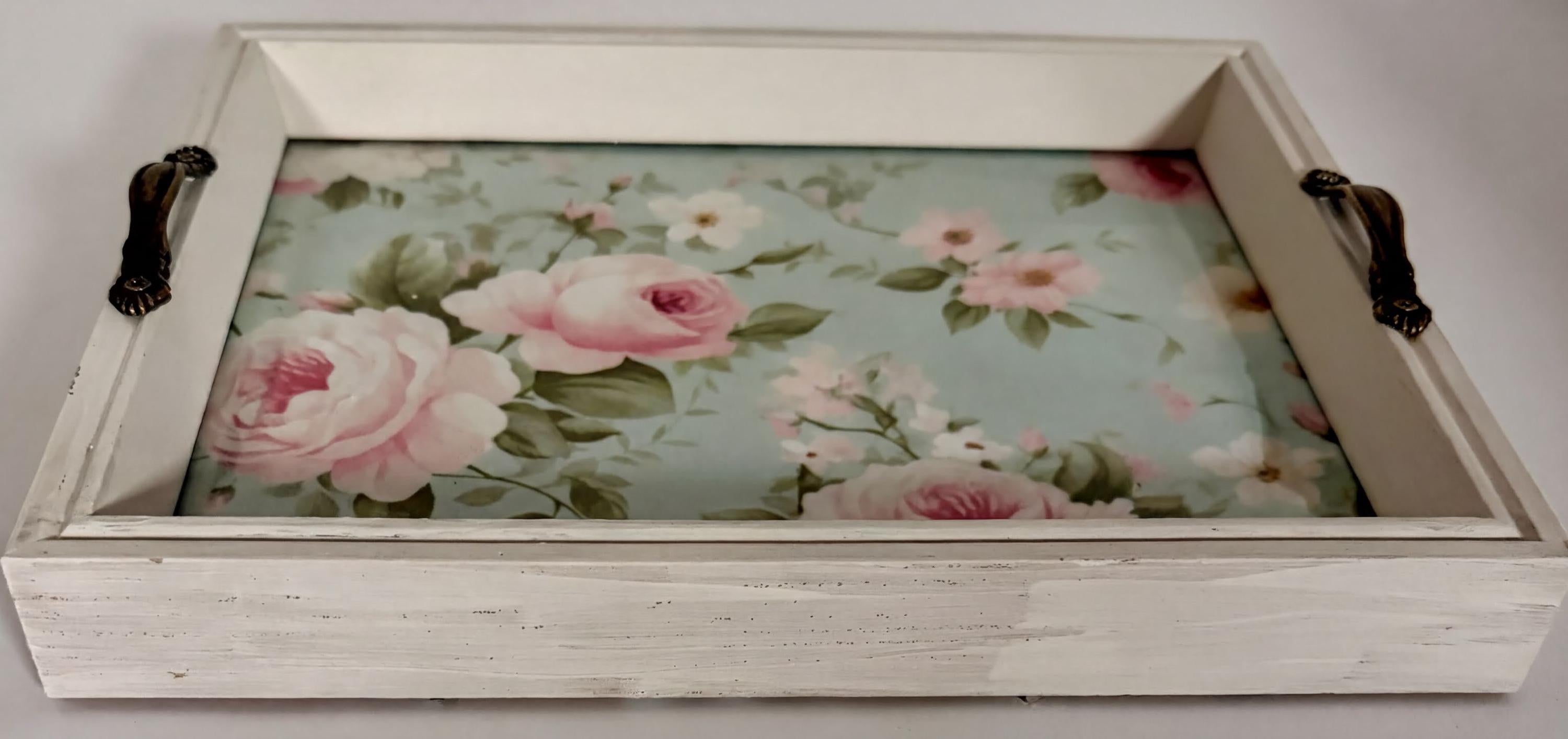 Distressed White Shabby Vanity Tray: 8"x10"